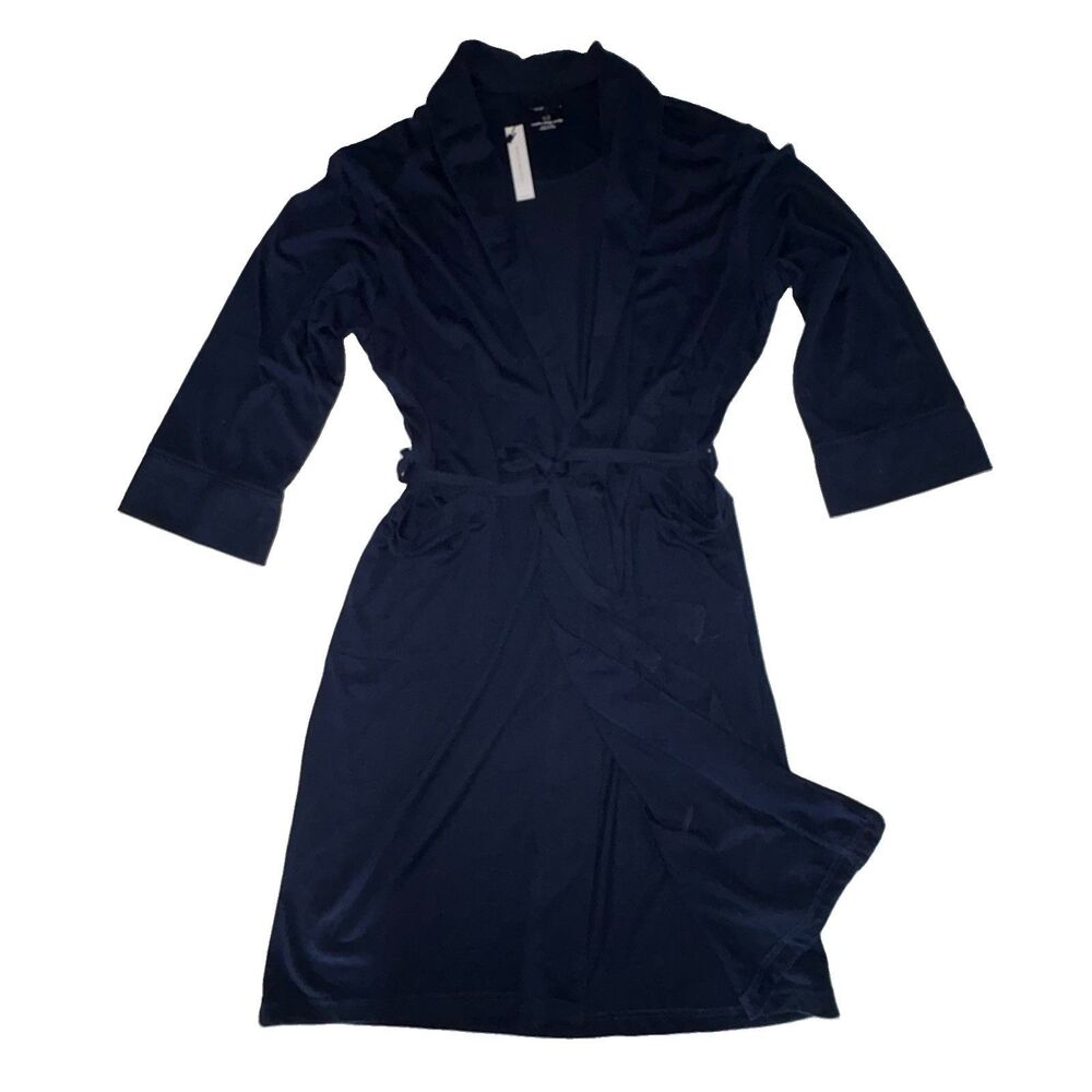 Daniel Buchler Men's NEW Navy Blue Cotton Blend Lounge Robe Ink Size Large/XL